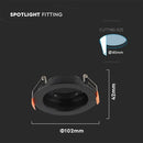 GU10 iebūvējams karkass/armatūra, apaļas formas, regulējams apgaismojuma virziens, Ø102X42mm, iebūv. izm Ø85mm,  melns, V-TAC