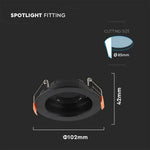 GU10 recessed frame/fixture, round, adjustable light direction, Ø102X42mm, recessed. Ø85mm, black, V-TAC