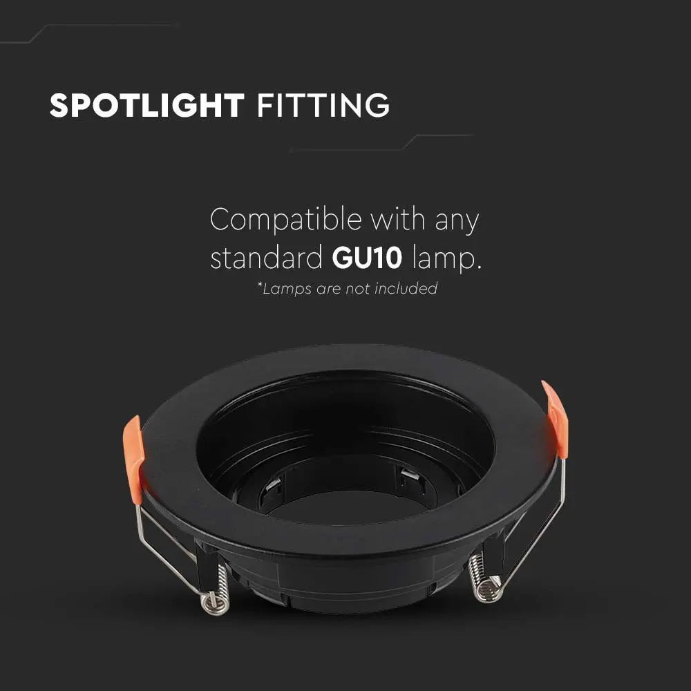 GU10 recessed frame/fixture, round, adjustable light direction, Ø102X42mm, recessed. Ø85mm, black, V-TAC
