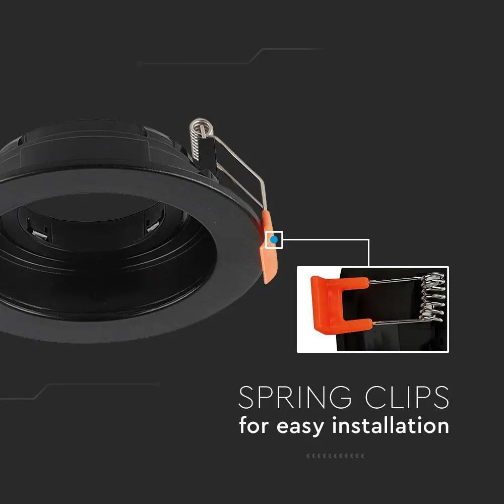GU10 recessed frame/fixture, round, adjustable light direction, Ø102X42mm, recessed. Ø85mm, black, V-TAC