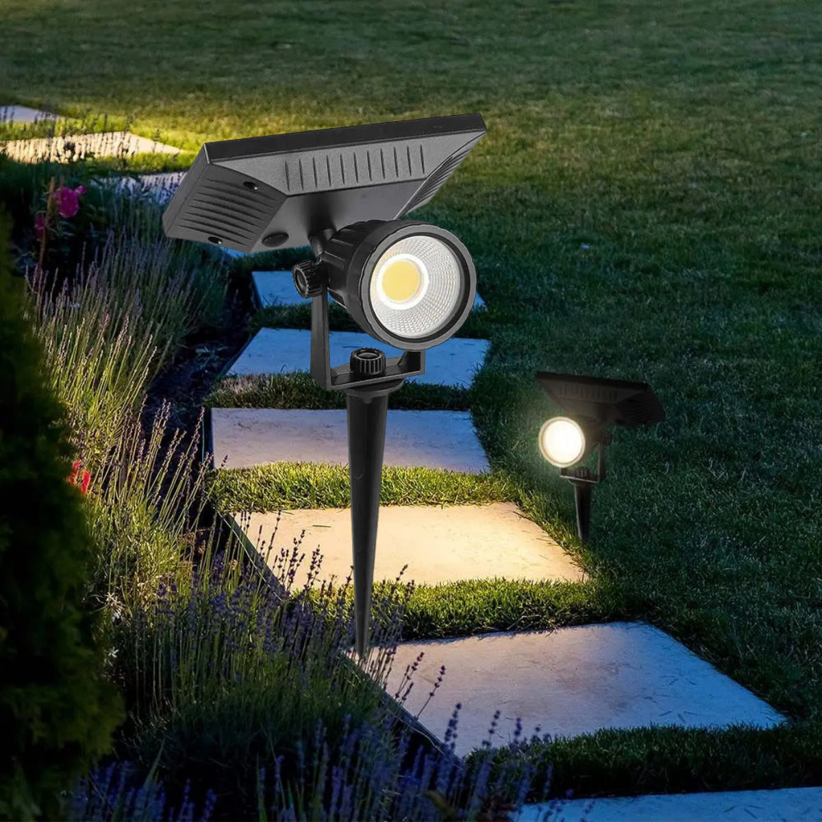 2W(40Lm) LED solārais dārza gaismeklis, V-TAC, IP65, melns, auksti balta gaisma 6500K
