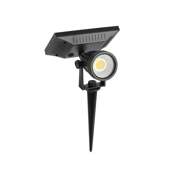 2W (40Lm) COB LED päikesepaneelide aialamp, V-TAC, IP65, must, soe valge valgus 3000K