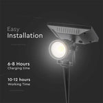 2W(40Lm)COB  LED solārais dārza gaismeklis, V-TAC, IP65, melns, silti balta gaisma 3000K