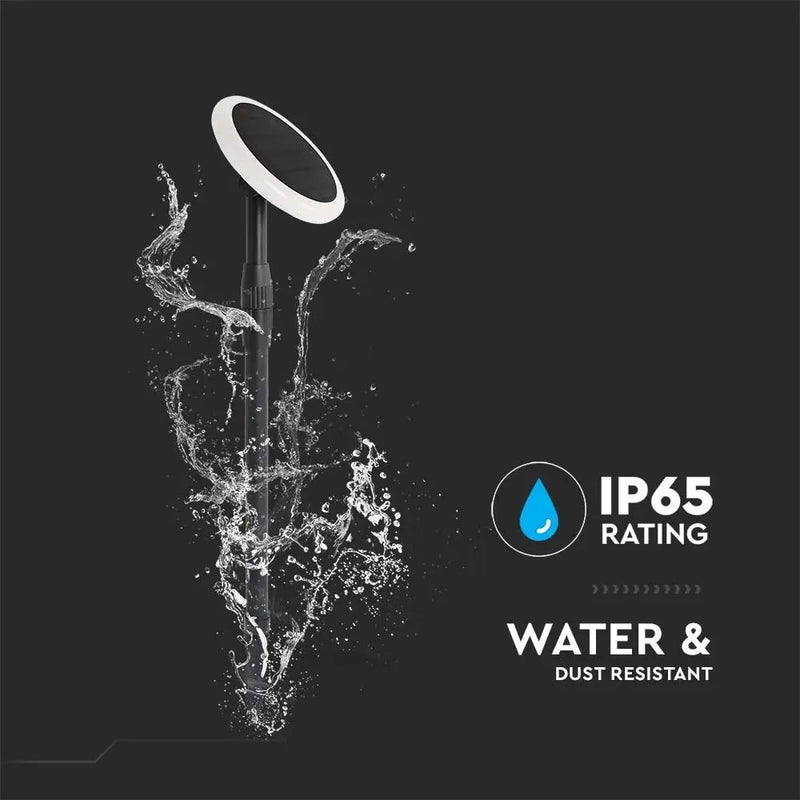 3W(260Lm) LED päikesepaneeliga aiavalgusti, V-TAC, IP65, must, neutraalne valge valgus 4000K, 2 tk.