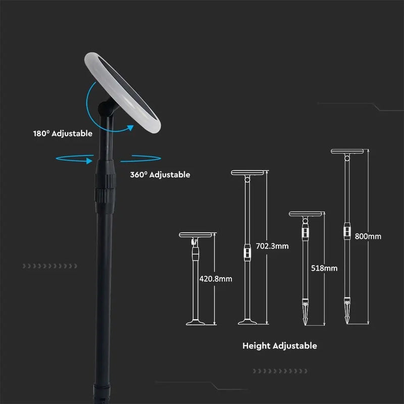 3W(260Lm) LED päikesepaneeliga aiavalgusti, V-TAC, IP65, must, neutraalne valge valgus 4000K, 2 tk.