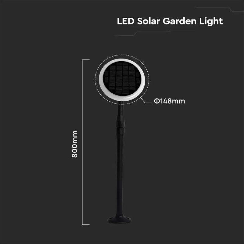 3W(260Lm) LED päikesepaneeliga aiavalgusti, V-TAC, IP65, must, neutraalne valge valgus 4000K, 2 tk.