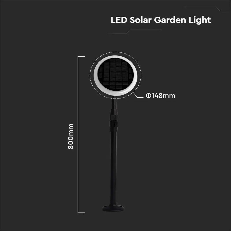 3W(260Lm) LED solar garden light, V-TAC, IP65, black, warm white light 3000K, set of 2 pieces