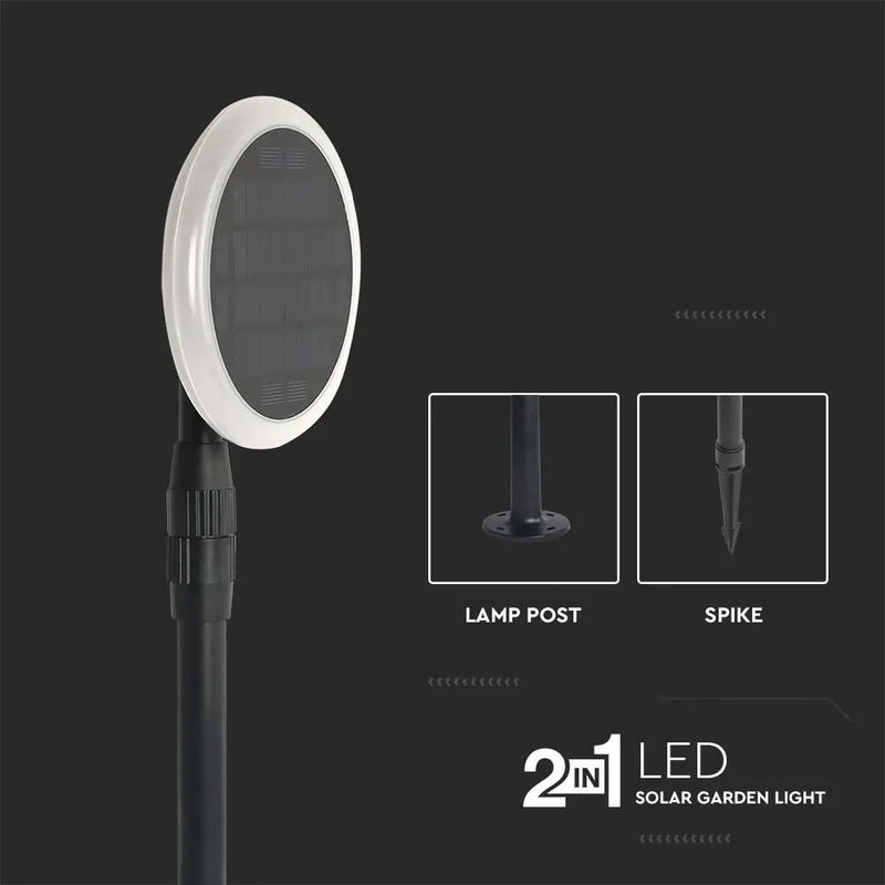 3W(260Lm) LED päikesepaneeliga aiavalgusti, V-TAC, IP65, must, neutraalne valge valgus 4000K, 2 tk.