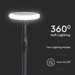 8W(500Lm) LED solārais dārza gaismeklis, V-TAC, IP65, melns/balts, neitrāli balta gaisma 4000K
