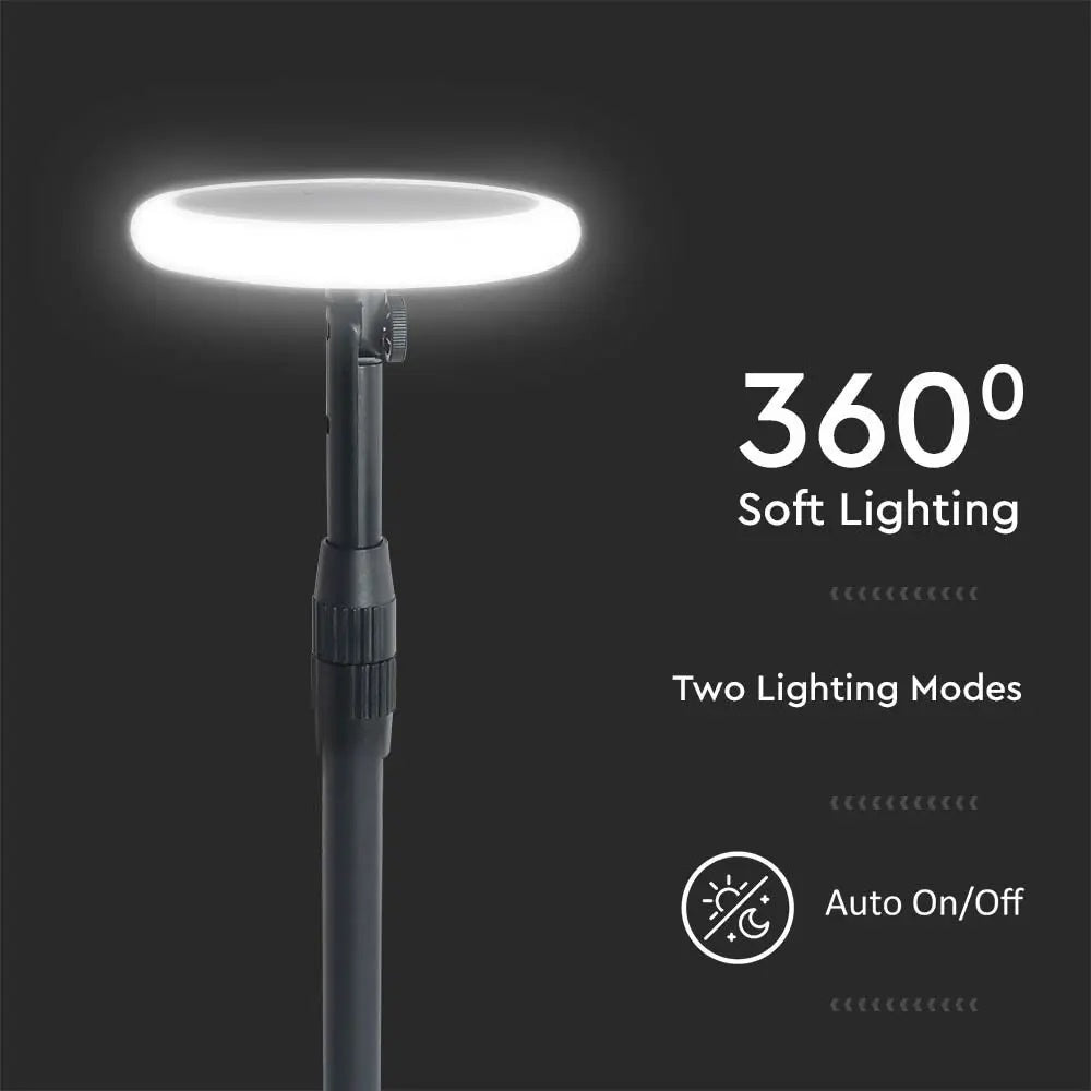 8W(500Lm) LED solārais dārza gaismeklis, V-TAC, IP65, melns/balts, neitrāli balta gaisma 4000K
