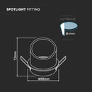 GU10 infälld ram/armatur, IP20, rund, vit, 68x72mm, V-TAC