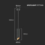 1xGU10 pendant light, black, 55x300mm, V-TAC
