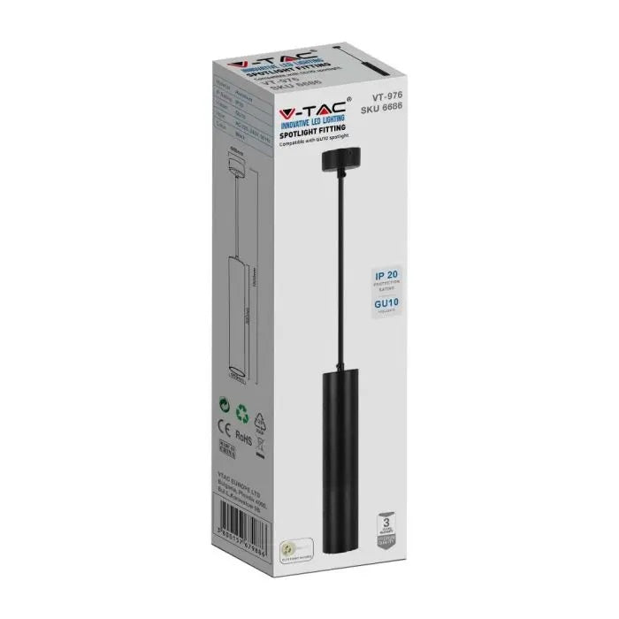 1xGU10 iekarams gaismeklis, melns, 60x300mm, V-TAC