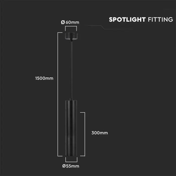 1xGU10 iekarams gaismeklis, melns, 60x300mm, V-TAC