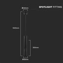 1xGU10 iekarams gaismeklis, melns, 60x300mm, V-TAC