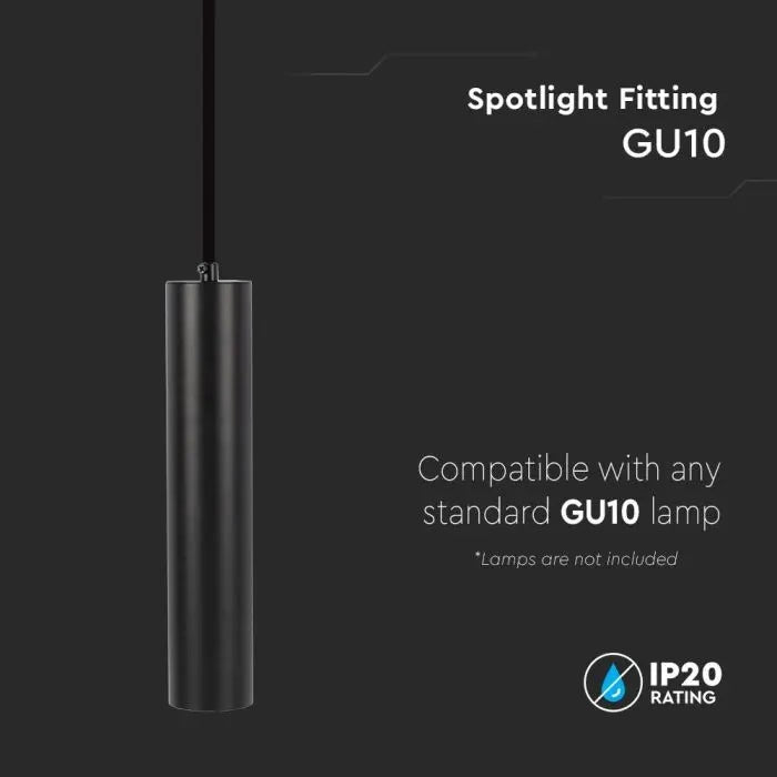 1xGU10 pendelarmatur, svart, 60x300mm, V-TAC