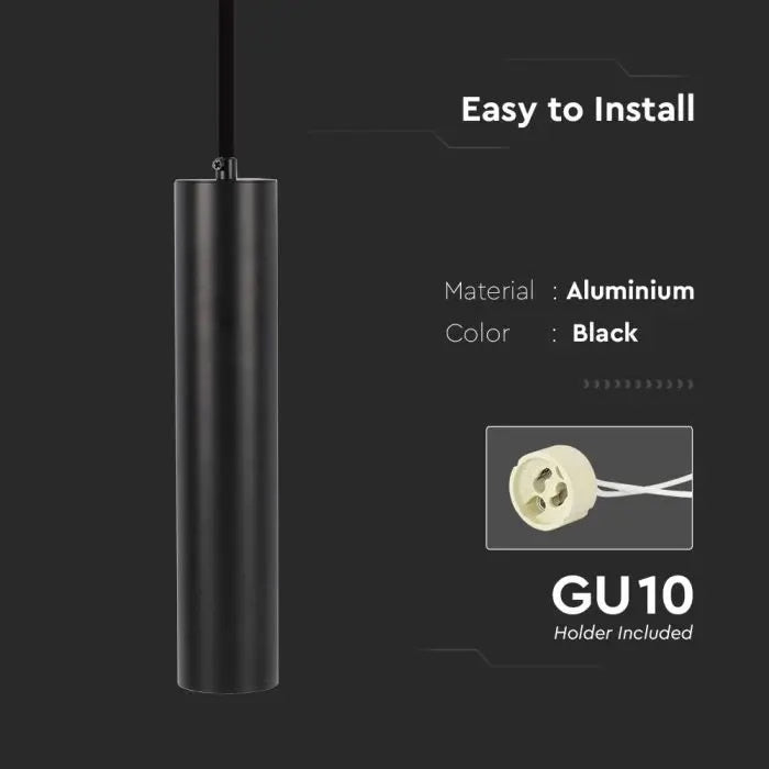 1xGU10 pendelarmatur, svart, 60x300mm, V-TAC