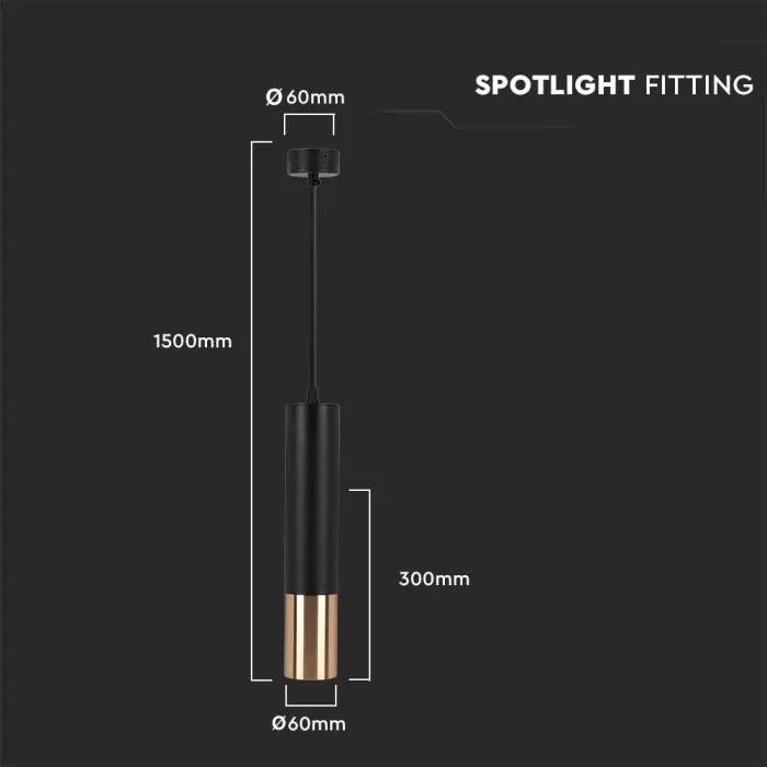 1xGU10 pendelarmatur, svart/guld, 60x300mm, V-TAC