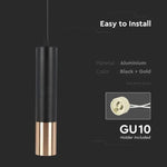 1xGU10 pendelarmatur, svart/guld, 60x300mm, V-TAC