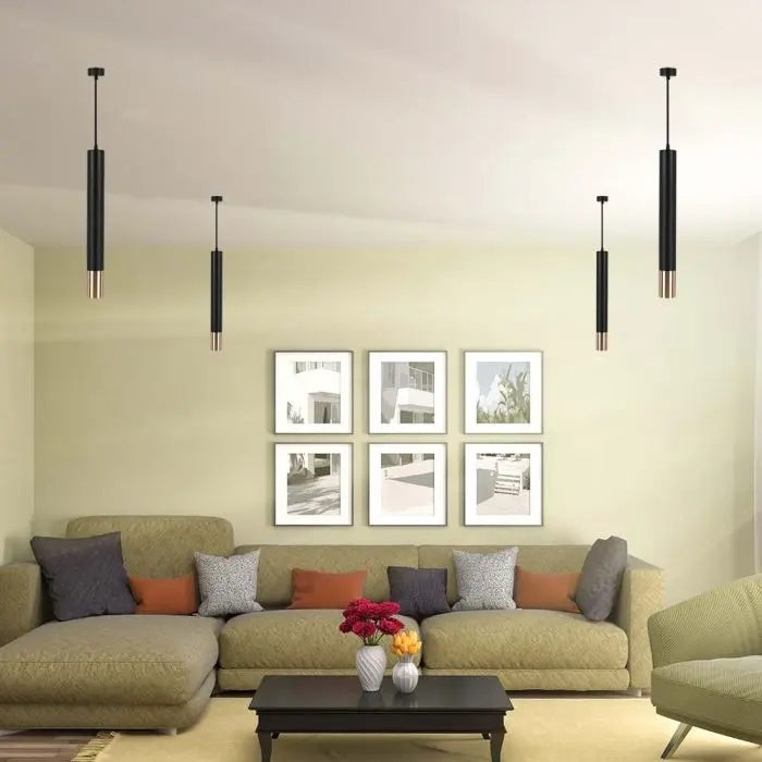 1xGU10 pendant light, black/gold, 60x500mm, V-TAC