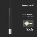 1xGU10 pendant light, black/gold, 60x500mm, V-TAC