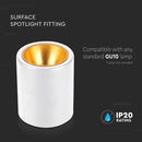 GU10 virsapmetuma karkass, balts, apaļš,Ø98x118mm, V-TAC