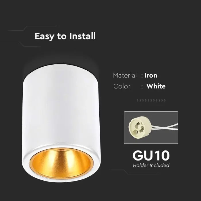 GU10-ram, vit, rund, Ø98x118mm, V-TAC
