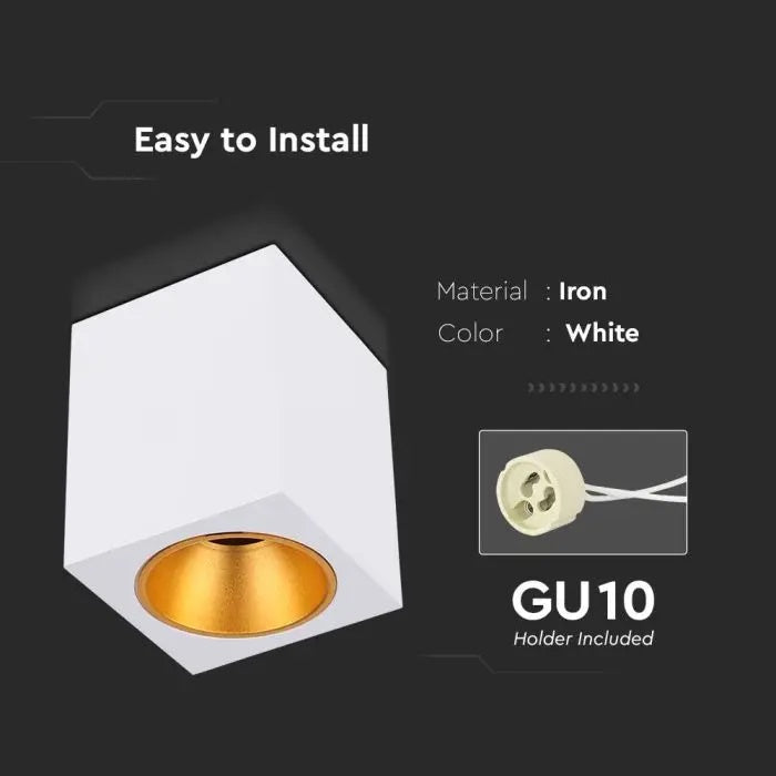 GU10 plaster frame, white, square, 100x100x120mm, V-TAC
