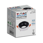 GU10 recessed frame/fixture, round, Ø92X53mm, recessed. Ø60mm, white/black, V-TAC