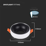 GU10 recessed frame/fixture, round, Ø92X53mm, recessed. Ø60mm, white/black, V-TAC