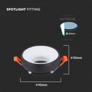 GU10 recessed frame/fixture, round, Ø92X53mm, recessed. Ø60mm, black/white, V-TAC