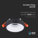 GU10 recessed frame/fixture, round, Ø92X53mm, recessed. Ø60mm, black/white, V-TAC