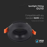 GU10 süvistatud raam/valgusti, ümmargune, Ø92X53mm, süvistatud. Ø60mm, must/must, V-TAC