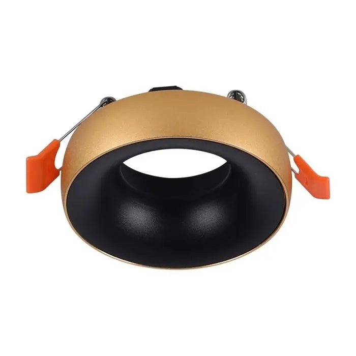 GU10 virsapmetuma karkass, zelta korpuss+melns reflektors, apaļš, 92x53mm, V-TAC