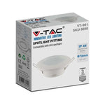GU10 recessed frame/fixture, round, IP44, Ø92.5x33mm, recessed, with Dimm. Ø70mm, white, V-TAC
