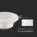 GU10 iebūvējams karkass/armatūra, apaļas formas, IP44, Ø92.5x33mm, iebūv. Izm. Ø70mm, balts, V-TAC