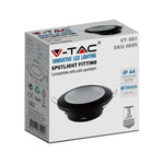 GU10 recessed frame/fixture, round, IP44, Ø92.5x33mm, recessed, with Dimm. Ø70mm, black, V-TAC