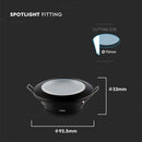 GU10 recessed frame/fixture, round, IP44, Ø92.5x33mm, recessed, with Dimm. Ø70mm, black, V-TAC