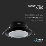 GU10 recessed frame/fixture, round, IP44, Ø92.5x33mm, recessed, with Dimm. Ø70mm, black, V-TAC