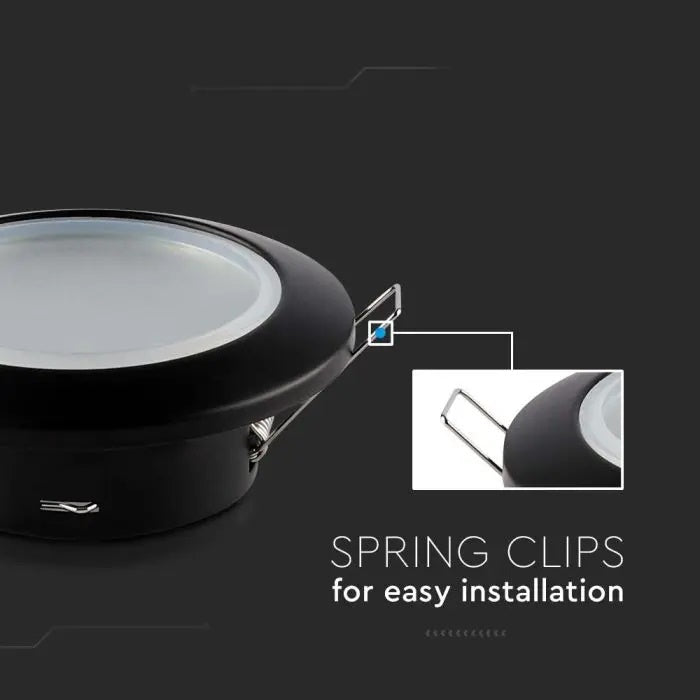 GU10 recessed frame/fixture, round, IP44, Ø92.5x33mm, recessed, with Dimm. Ø70mm, black, V-TAC