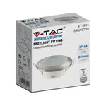 GU10 recessed frame/fixture, round, IP44, Ø92.5x33mm, recessed, with Dimm. Ø70mm, satin nickel, V-TAC