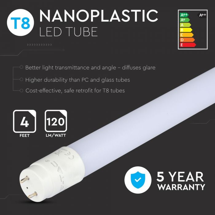 T8 16,5W (1850Lm) 120cm LED-lampa V-TAC SAMSUNG CHIP, 5 års garanti, neutralvit 4000K