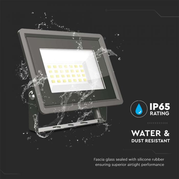 Светодиодный прожектор 20W(1650Lm), V-TAC, IP65, черный, холодный белый свет 6500K