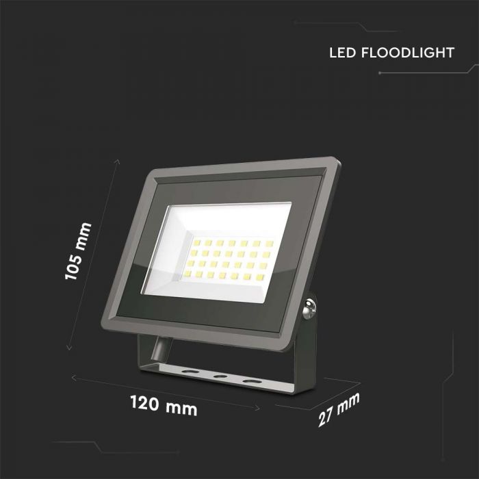 20W(1650Lm) LED Spotlight, V-TAC, IP65, black, neutral white light 4000K
