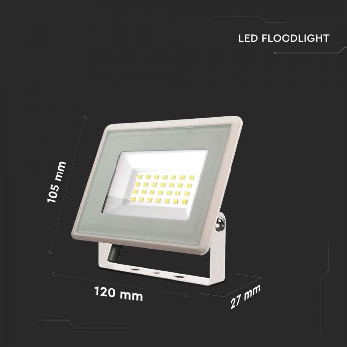 SUPERAKCIJA_20W(1650Lm) LED prožektors, V-TAC, IP65, balts, neitrāli balta gaisma 4000K