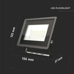 30W(2510lM) LED-strålkastare, V-TAC, IP65, svart, neutralvitt ljus 4000K