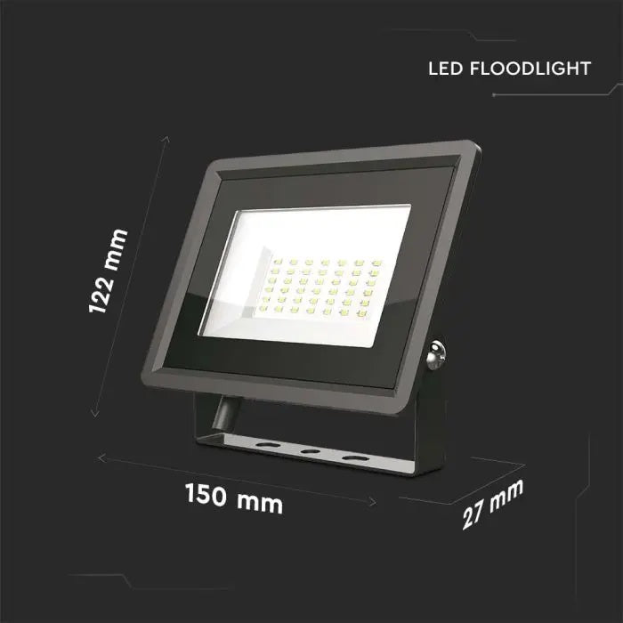 30W(2510lM) LED-strålkastare, V-TAC, IP65, svart, neutralvitt ljus 4000K