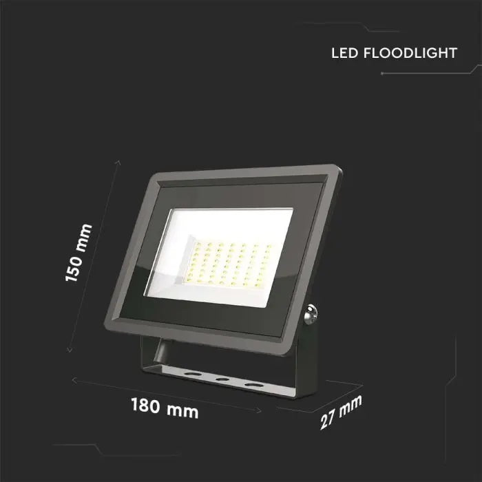50W (4300Lm) LED kohtvalgusti, V-TAC, IP65, must, neutraalne valge valgus 4000K