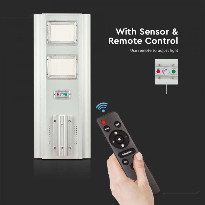 33W(2300Lm) 3.2V LED solārais ielas gaismeklis, IP65, V-TAC, auksti balta gaisma 6400K