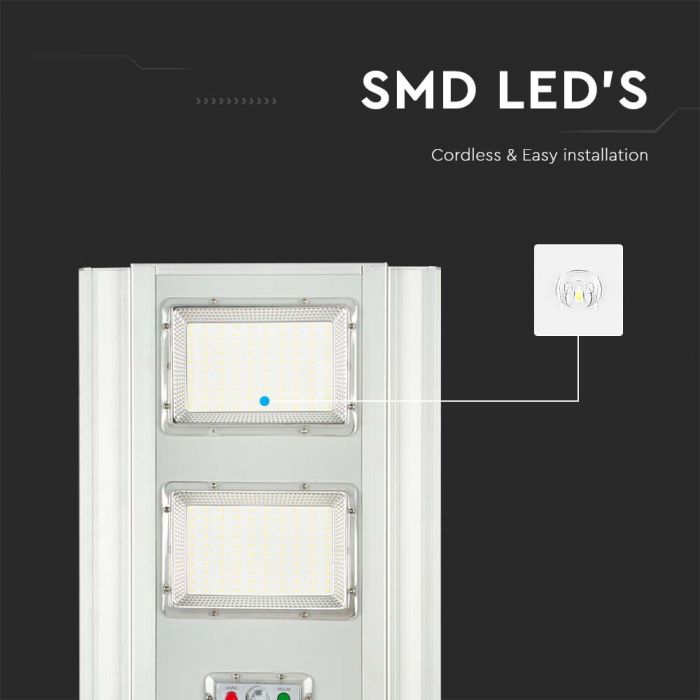 33W (2300Lm) 3.2V LED päikesepaneelide tänavavalgustus, IP65, V-TAC, 6400K külmvalge valgus